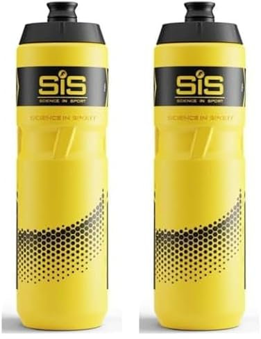 Science in Sport SIS Yellow Sports Water Bottle, Plastic Water Bottle, Black Logo, Yellow Colour, 800 ml [Design may vary] (Pack of 2)