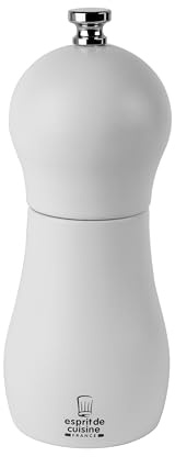 ESPRIT DE CUISINE - Moulin Audacieux - Moulin À Poivre Et À Sel - Broyeur En Céramique - Réglable - Design Exclusif - Made In France - Bois Naturel - 15cm - Blanc