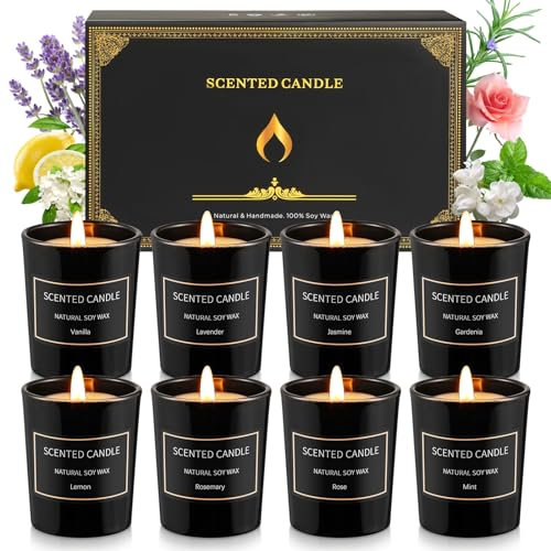 Scented Candles Gifts for Women, 8 Pack Candles Gifts for Men Aromatherapy Stress Relief Soy Wax Candles for Bath Yoga Men Birthday Valentine's Day, Anniversary, Mother's Day