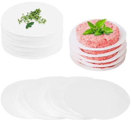 UKOFEW 500 Feuilles Papier Antiadhésive, 11cm Papier Cuisson Rond, Pratique Papier de Hamburger, Résistant À L'eau Et À La Graisse, Résistance Aux Hautes Températures, Multiples Utilisations