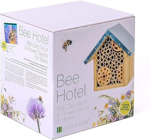 Heavy Duty Wooden Bee Hotel With Zinc Roof for Bees and Insects - Wonderful Outdoor Gift Idea for Summer & Garden
