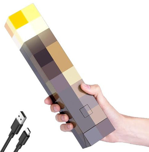 OVLENG Lampe murale torche MCraft - Lampe de nuit rechargeable 11 USB-C pour lampe de chevet pour salon, jeu, studio, chambre, jaune