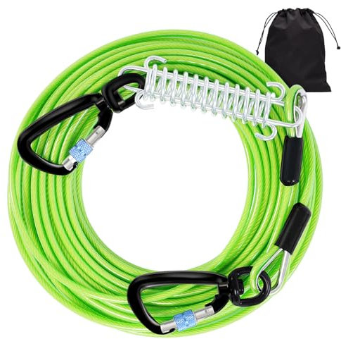 Snagle Paw Hochbelastbar Hofleine für große Hunde für den Garten 15m Reißfestigkeit 1000 Pfund, Drehbarer Verriegelbarer Haken & Feder, Stoßabsorbierende Tie Out Leine für Hundeauslauf