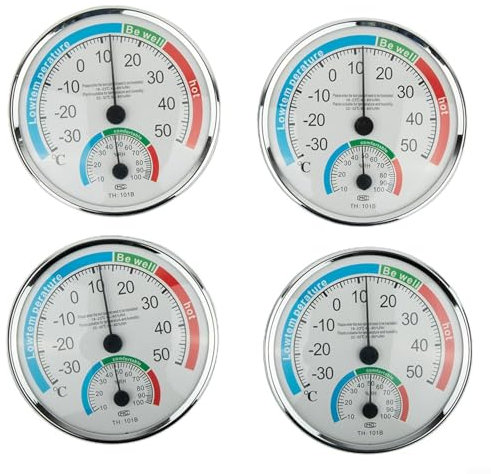 URPIZY Termómetro higrómetro analógico para control del clima interior y exterior, medidor de humedad para cocina, sótano, baño, habitación infantil, dormitorio, sauna, terrario, -30 °C hasta 50 °C (4