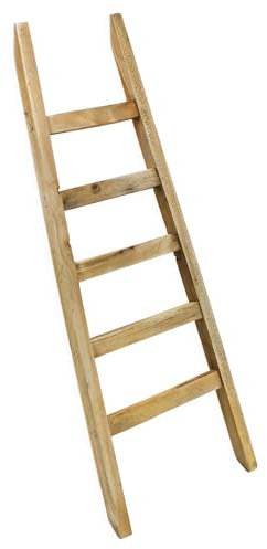 Escalera decorativa de madera cónica con 5 peldaños, 80 x 29 cm, mini escalera en diseño rústico, escalera en miniatura para jardín, flores, decoración, mini escalera para apoyarse