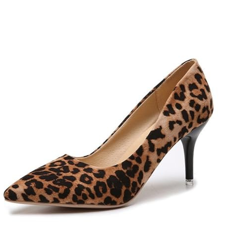 Donna Tacco Alto Tacco a Spillo A Punta Scarpe da Festa Nuovo Stile Casual Stampa Leopardo Interno Nero Sandali Moda Punta Chiusa Décolleté Scarpe da Sera(Leopard Print,37 EU)