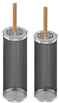 Grilltillbehör: Nestande rullegrillkorgsset i rostfritt stål 304 med avtagbar trähandtag för grönsaker och räkor, Perfekt för utomhuscamping och gasgrill, present för män, pappa, make till far