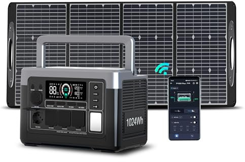 OUKITEL Estación de Energía Portátil P1000 Plus con Panel Solar 100W, Batería LiFePO4 de 1024Wh, Generador Solar de 1800W, 0-80% en 45 Min. Ideal para Camping, Autocaravanas y Cortes de Energía