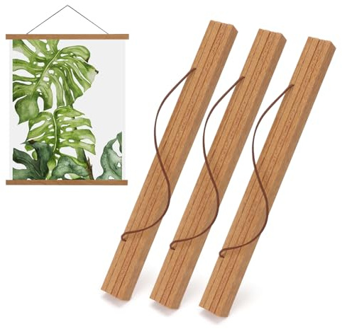 3 Piezas Barra para Pósters 21 cm, Barra Magnética para Pósters, Colgador para Pósters, Barra para Cuadros de Madera para Cuadros y Pósters, Marco para Pósters para Lienzos, Impresiones (21cm, 3pcs)