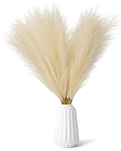Dried Flowers Pampas Grass Fluffy and Boho Style Dried Flowers Bouquet 10 Stems 45cm for Home Decor Vase Filler Wedding Christmas Decoration