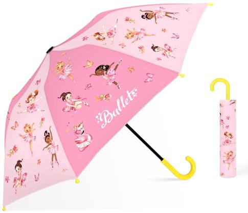Kids Umbrella Children Travel Umbrellas Reinforced Canopy with Pinch Free Closure and Colorful Design Lightweight Umbrellas for Girls & Boys Suitable Size 32*24 inch Easy Push/Pull for Little Kids