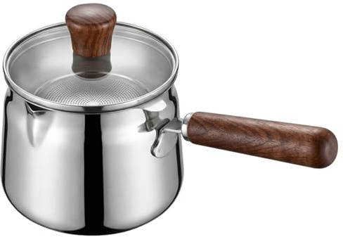 Pentola in acciaio inossidabile, pentolino per latte da 1, 2 litri con coperchio e beccuccio per alimenti per bambini e cucina, pentolino sicuro per uso alimentare 304 per tagliatelle, zuppe, pasta