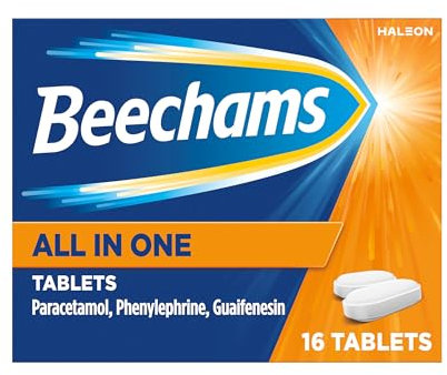 Beechams All in One Tablets, Cold & Flu Relief Medicine for adults, with Paracetamol, 16s