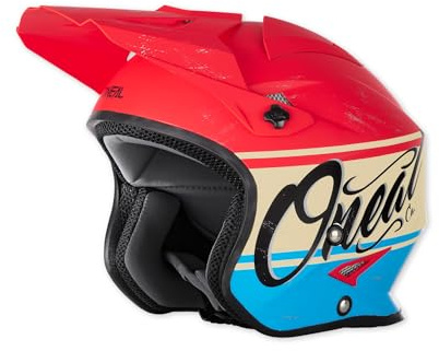 O'NEAL | Casco da moto | Enduro Street Adventure | Guscio esterno leggero in fibra di vetro, fodera rimovibile e lavabile, chiusura magnetica | SLAT Helmet VX1 | Adulto | Rosso Blu | Taglia XS
