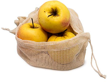 Nerthus FIH 674 Set 3 Bolsas Rejilla algodón Frutas Verduras Reutilizable Compra ecológica