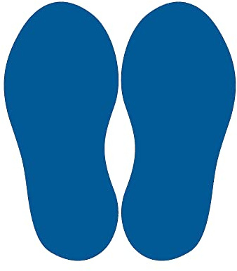 10 unidades (azul oscuro), 20 pegatinas en total, tamaño del pie 250 x 110 mm, para marcar el suelo, calidad industrial para tiendas, restaurantes, antideslizantes, según DIN