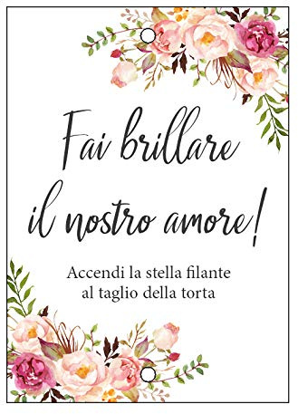 Scintille luminose per matrimonio - cartoncini per stelline luminose fiori boho chic 40 pz
