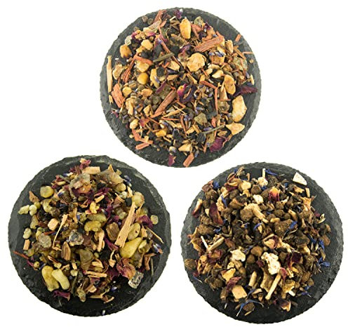 Seelenbalsam Räuchermischung Set 4er - Balsam für die Seele, Geborgenheit, Entspannung + Anleitung Räuchern mit Räucherwerk