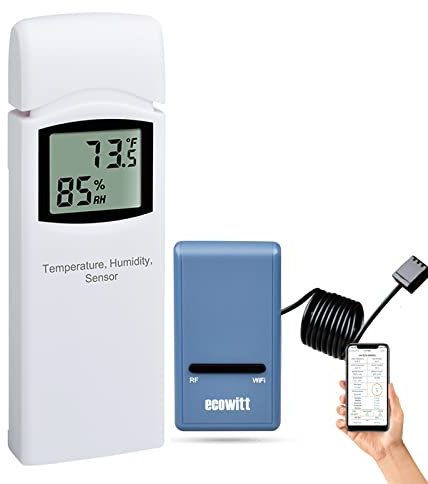 ECOWITT Temperature-Humidity Sensor, LCD Display Temperature-Humidity Meter with Gateway GW1100, Wireless Multi-Channel WH31(WN31) for Home Garden Farm 868MHZ