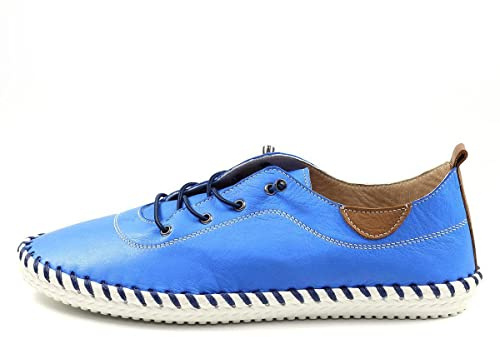 Lunar St Ives Leather Plimsoll for Summer 2022 * 7 UK Cobalt Bue