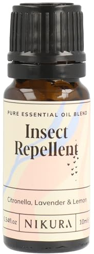 Nikura | Insect Repellent Essential Oil Blend - 10ml | Citronella, Lavender & Lemon | 100% Pure Natural Oils | Perfect for Aromatherapy, Humidifier & Diffuser | Vegan & UK Made