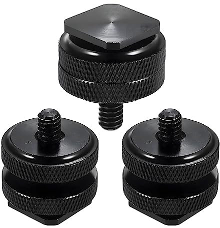 Blitzschuh-Adapter mit 1/4 Gewinde Blitzschuhadapter,Kamera Blitzschuh Adapter,Schraube Für Blitzlichter, Hot Shoe Mount, Hotshoe Adapter, Stativgewinde Für Blitzschuh [3 Stück](Schwarz)