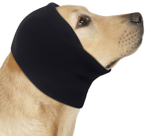 COMFPET Paraorecchie Cane Cuffie Per Cani Antirumore, Snood Per Cani copriorecchie invernale per cani e gatti, cura delle orecchie, grande, S(Nero)