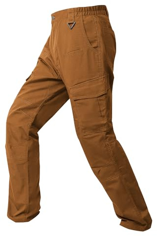 wantdo Men's Lightweight Hiking Travel Pants Breathable Athletic Fishing Active Joggers with 8 Pockets Brown 30x30