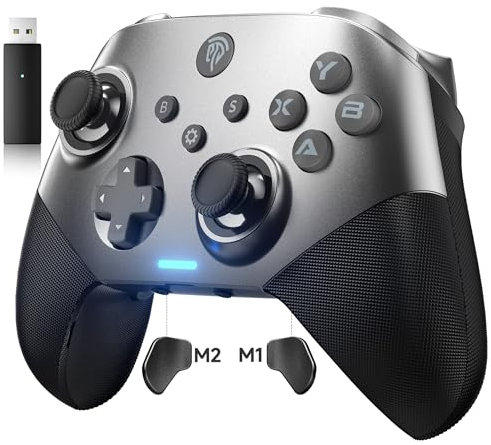 EasySMX X10 PC Controller con grilletti Hall e joystick, controller wireless Bluetooth con tasti meccanici, senza zone morte o problemi di deriva, compatibile con PC/Switch/Steam-Grigio