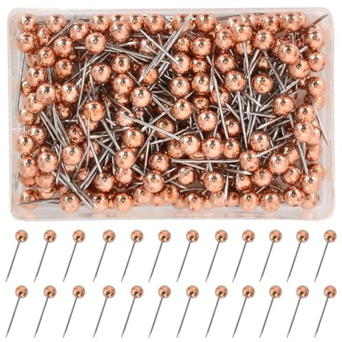 200 Stück Map Pins Anstecknadeln, Map Pin Nadeln ‎Roségold, Pinnwand Pins für Pinnwand Kunststoffkopf, Stecknadeln Pins, Reißnägel, mit Aufbewahrungsbox, für Map Pin Nadeln, Basteln Nähen