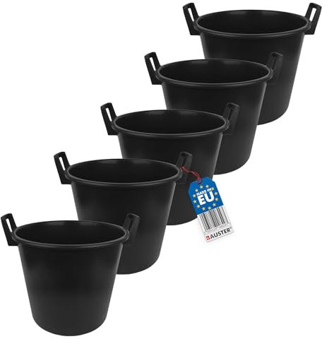 BAUSTER® 5X Mörtelkasten 40-Liter-Baubeckens Kunststoff Groß Mörtelwanne Betonwanne Mörtelkübel für Mörtel, Beton, Schutt und Baustoffe Baueimer Plastikwanne Zementwanne Speiswanne