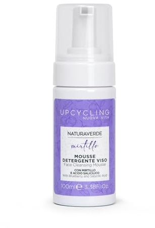 Naturaverde | Mousse Detergente Viso Upcycling, Con Mirtillo e Acido Salicilico, 100 ml