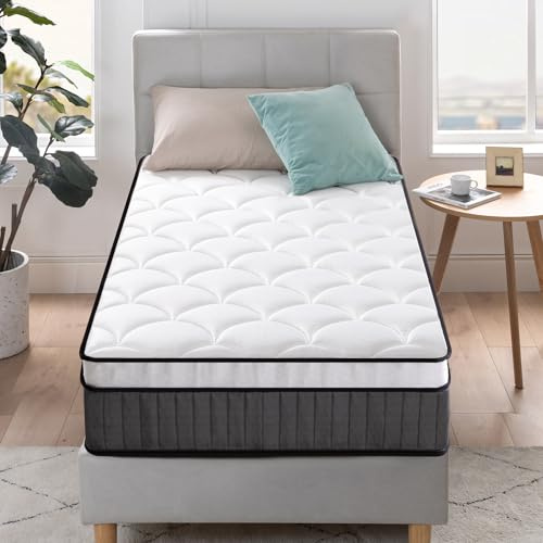 Zinus Colchon 90 x 190 cm Híbrido - Altura 25 cm - Tight Top - Colchón Muelles Ensacados y Espuma Viscoelástica - Alta Transpirabilidad - Optimo para un Sueño Reparador