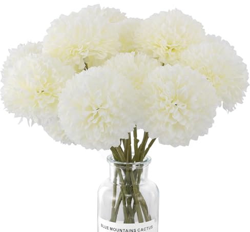 Fonyiunce 12 PCS Fleurs Artificielles Deco,Bouquets de Mariage pour Décoration Florale,Fleur D'hydrangea Artificielle de,Le Mariage, la Maison, Hôtel, Décoration de Fête, Arrangement Floral (Blanc)