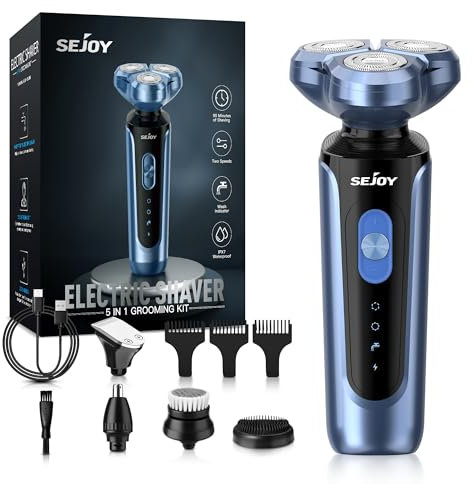 Sejoy Rasierer Herren Elektrisch, Elektrischer Rasierer Herren, Elektrorasierer Friseur Rasierapparat Herren, Nass und Trockenrasierer für Männer IPX7 Wasserdicht