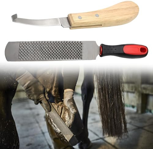Lime De Fer A Cheval,8 Pouces 200MM Outil De Coupe En Fer A Cheval Avec Manche,Couteau De Soin Des Sabots,Lime A Sabots Cheval,Râpe Sabot En Acier Au Carbone,Ensemble De Coupe-Sabot Pour Sabots