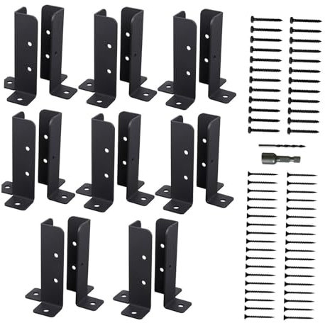 F Fityle Support de base de poteau Quincaillerie réglable Fixation haute performance Support de poteau de clôture pour boîte aux lettres Support de renfort, 16 Pièces