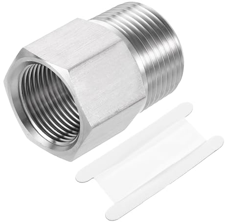 uxcell Pipe Fitting Reducing Adapter, 3/4 NPT Male x M22 Female 304 Stainless Steel Reducer Connector for Water Oil Air Pressure Gauge, Silver