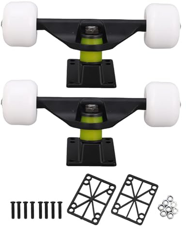 SUNGOOYUE Skateboard Trucks Wheels Set, Pack of 2 Aluminum Alloy 5 Inch Street Trucks 45mm Grip Wheels for Street Skating Trick Performance (Black)