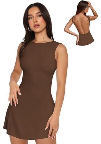 Sukiglam Robe Sexy Femme sans Manches col Bateau Mini Robes Moulante d'Été Chic et Elegant Dos Nu Robe Courte Décontracté A Ligne Bodycon Robes de Soirée Cocktail Fête Clubwear Rave Outfit