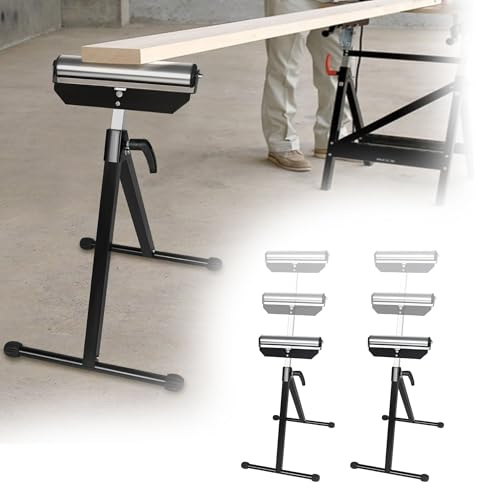 UISEBRT Cavalletto a rotelle regolabile in altezza 68 – 107 cm – Cavalletto pieghevole in acciaio, portata massima 60 kg/pezzo – Cavalletto con piedini antiscivolo, 2 pezzi