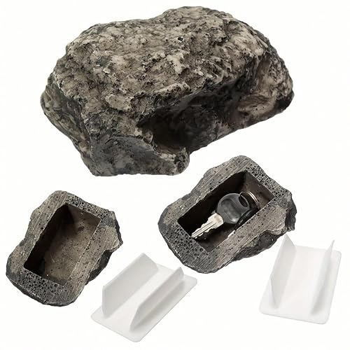 Fake Rock Hidden Storage, Realistic Rock Key Hider Safe, Waterproof Plastic Spare Key Storage Box, Outdoor Garden Concealment, Stash Key Pouch Decor RARITYLL