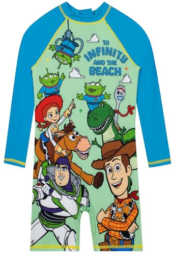 Disney Toy Story Boys Swimming Costume, Buzz Lightyear and Woody Boys All in One Swimsuit, Toy Story Kids Swimwear, Ages 6-7 Years Multicolor