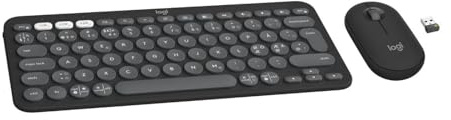 Logitech Pebble 2 Combo, trådlöst tangentbord och trådlös mus (Graphite) | Tyst och bärbar, anpassningsbar, Logi Bolt, Bluetooth, Easy-Switch, Windows, macOS, iPadOS, Chrome, QWERTY Pan Nordic