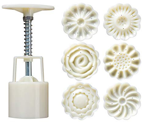 Mooncake Mould Mooncake Mould 1 Set 7PCS Moon Cake Mold Hand Pressure Cake Stamps Mold for Cake Shop Kitchen Cookie Cookie Press
