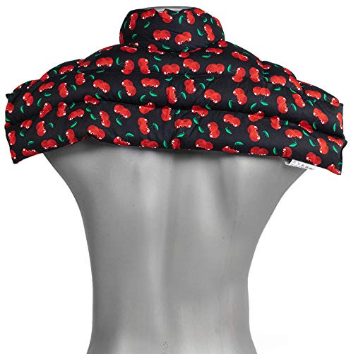 Coussin épaules et nuque avec col aux grains d´épeautre biologique- cherry black - Coussin thermique - Coussin aux graines - Grande bouillotte sèche