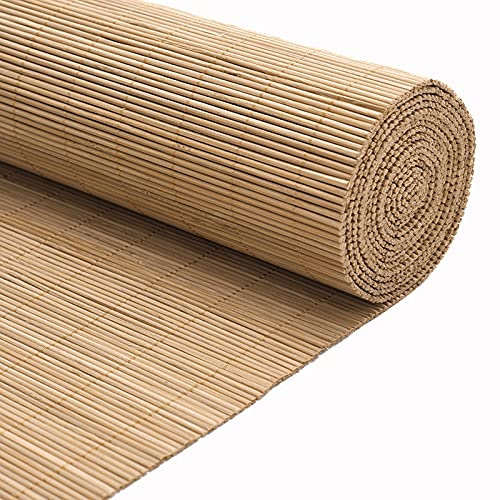 Geovne Nicht Transparentes Bambusrollo,Sonnenschutz-Rollo Bambus,Bambusvorhang,Bambus Raffrollo,50-160cm Breite Bambus-Rollo,für Fenster/Türen/Balkone,mit Seitlichem Zug (135x250cm/53.1x98.4in)
