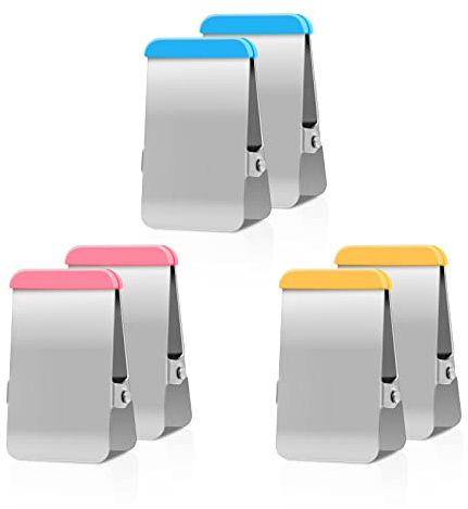 Chip Clips Heavy Duty, 12 Pack Chip Bag Clip with Colored Silicone, Stainless Steel Bag Clips for Food Snack, Flat Metal Clamp for Office Kitchen