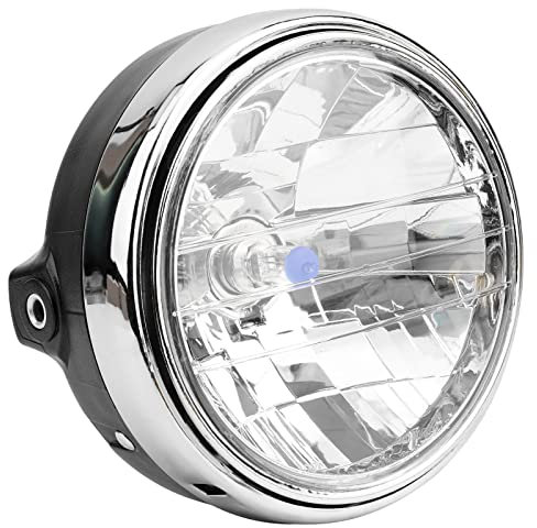 AHL Faro Alogeno Moto, Faro Retro Rotondo Cromato 12V Compatibile con SUZUKI GSX1400/SV650/SV1000/BANDIT GSF650/GSF 1200/GSF1250 / YAMAHA XJR400/XJR1200/XJR1300