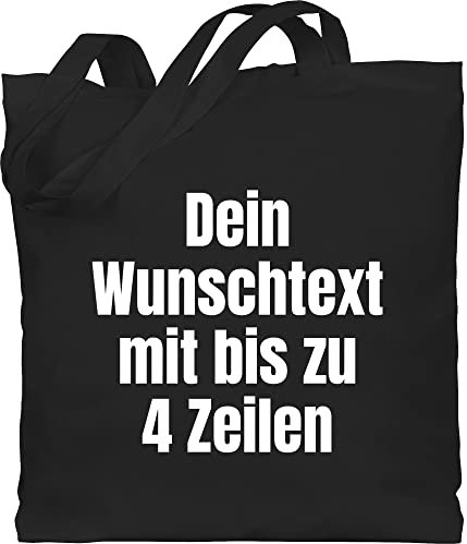 Baumwolltasche - Aufdruck selbst gestalten - Wunschtext I Eigener Text I Custom Text - Unisize - Schwarz - jutebeutel name stoffbeutel kindergarten personalisierte datum beutel stofftasche teacher